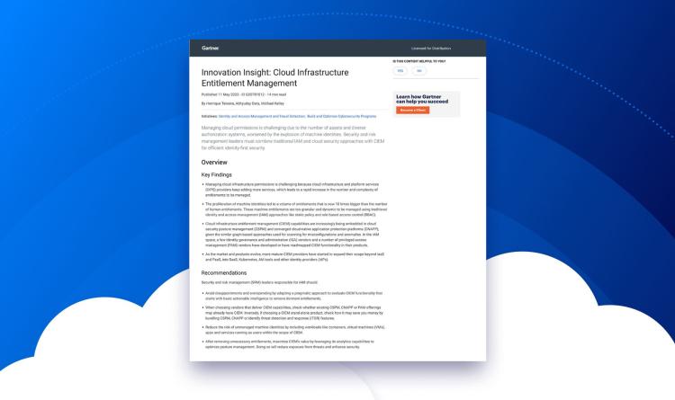 Gartner® Innovation Insight: Cloud Infrastructure Entitlement Management (CIEM)