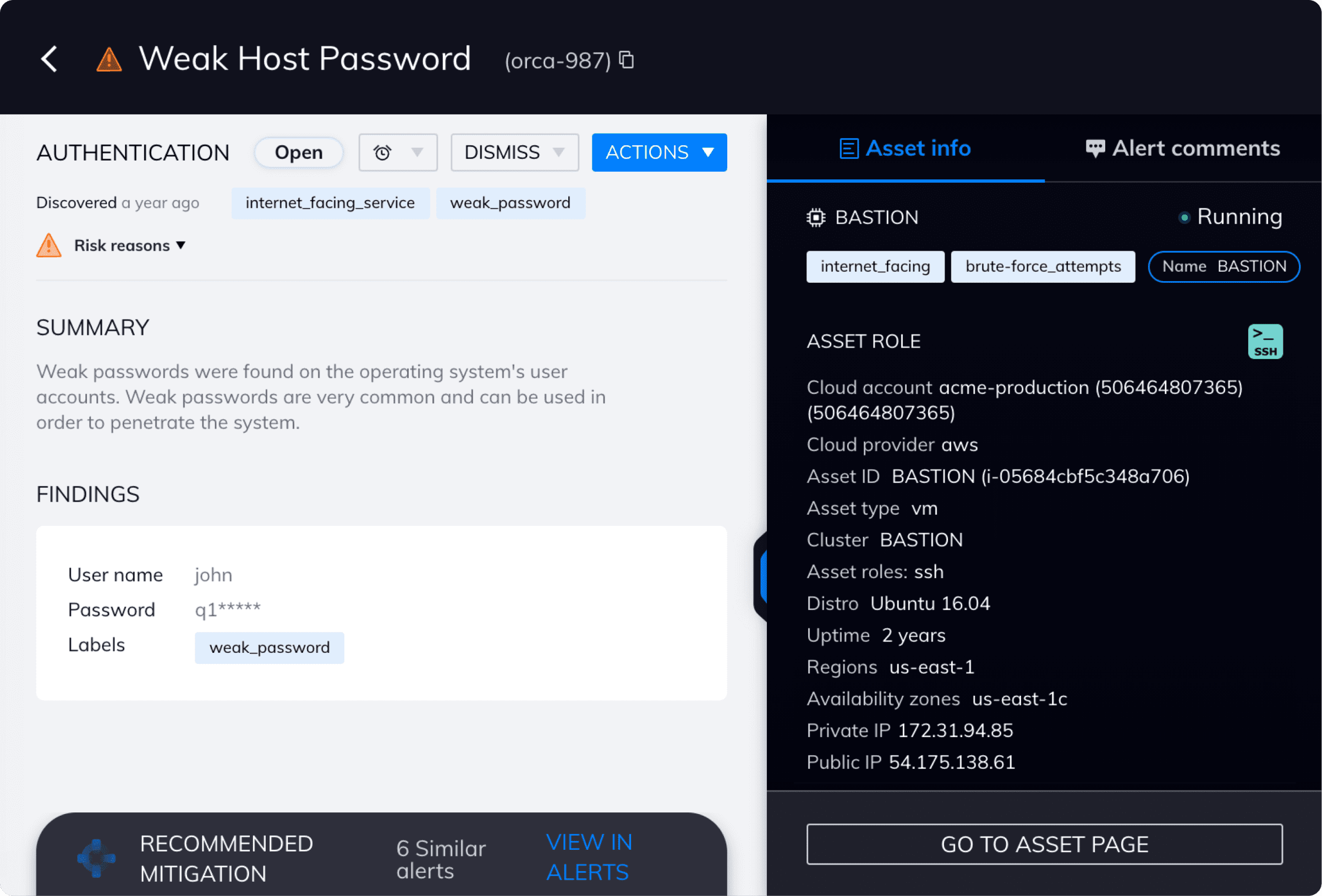 Discover weak passwords with Orca Security