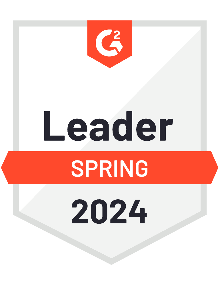 A G2 badge showing Orca Security as a leader in Spring 2024