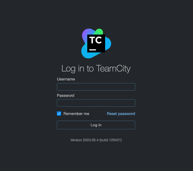 The TeamCity login interface