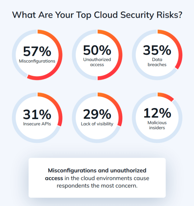 The percentages of top cloud security risks