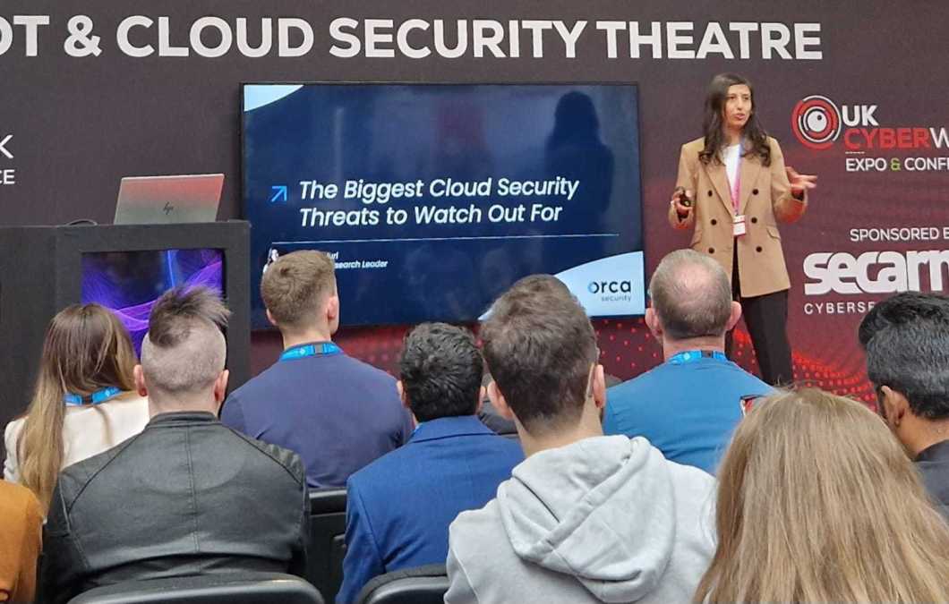 Orca Security's Threat Research Team Leader, Bar Kaduri, speaking at the UK CyberWeek expo and conference