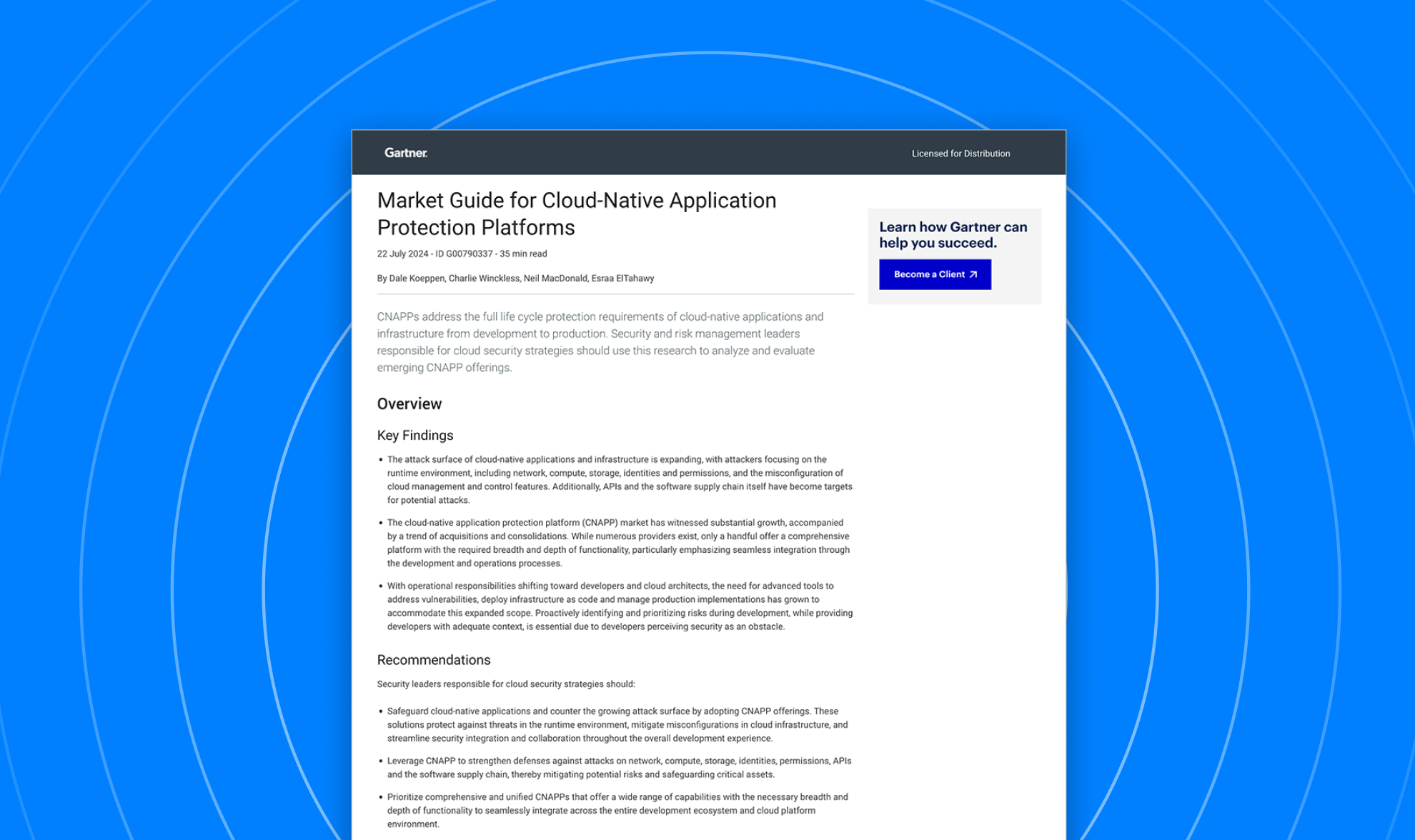 2024 Gartner® Market Guide for Cloud-Native Application Protection Platforms (CNAPP)