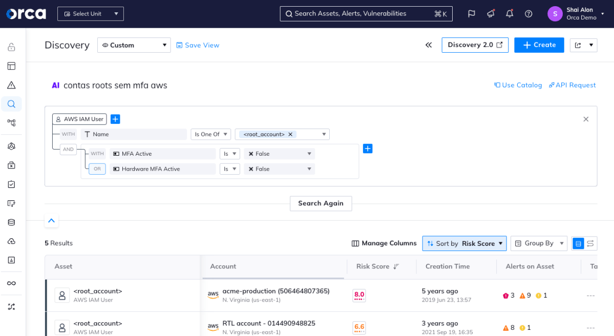Orca Security's AI Search supports queries in more than 50 languages.