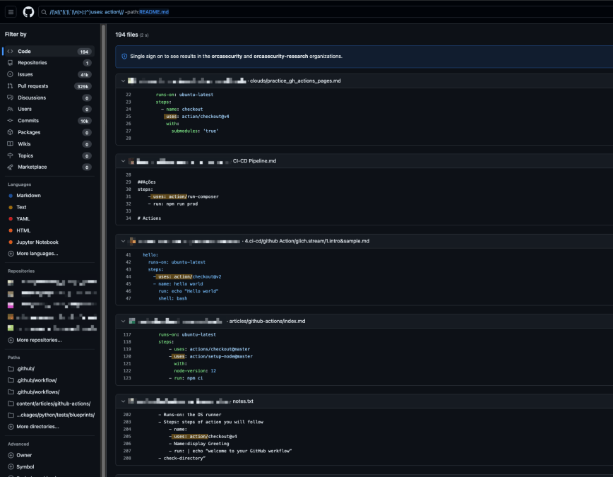 A screenshot of a GitHub Action setup after three months displaying public uses of a malicious ‘actons’ organization