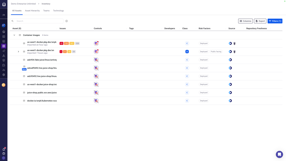 An example of Orca's enriched container metadata enables application security teams to more effectively prioritize container image scanning