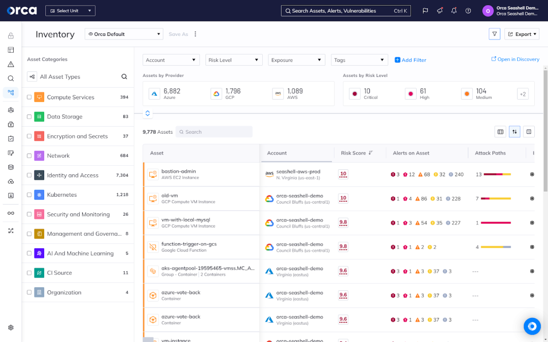 Orca Cloud Security's agentless-first solution providing deep and wide visibility across an entire cloud estate