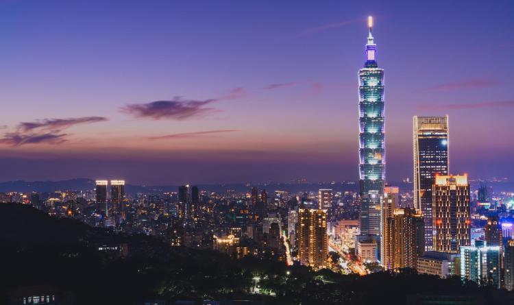 A photo of the night skyline in Taiwan