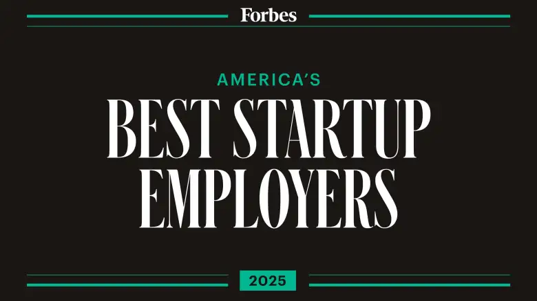 A logo of Forbes America's Best Startup Employers in 2025