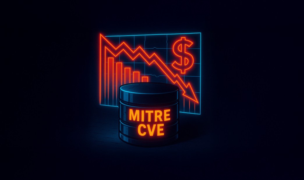 A stylized image of the MITRE CVE database losing funding