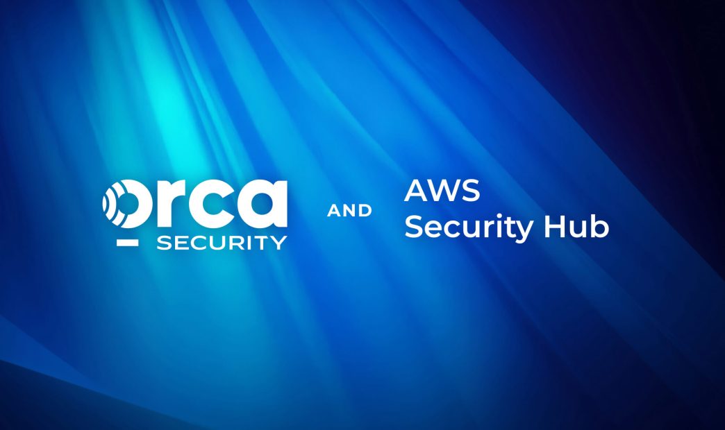 A stylized graphic showing the Orca Security and AWS Security Hub logos together