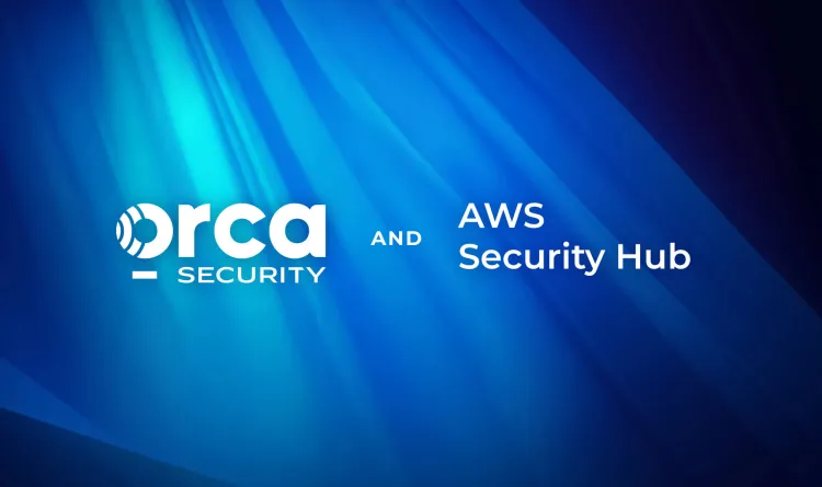 A stylized graphic showing the Orca Security and AWS Security Hub logos together