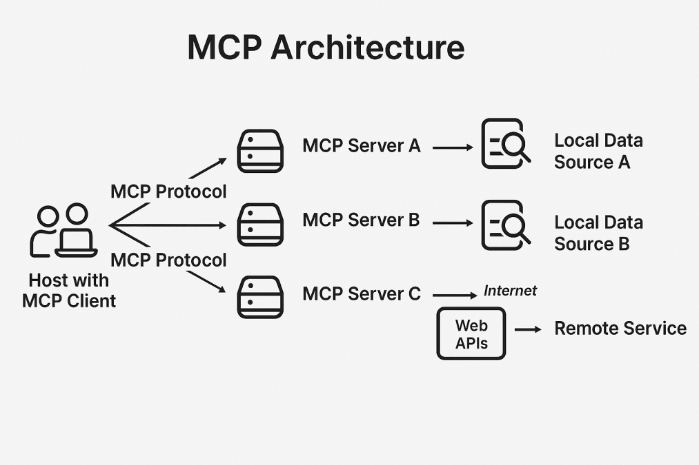 A diagram outlining the architecture of a Model Context Protocol (MCP)