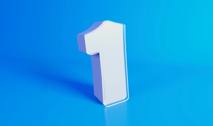 Graphic with the number 1 standing in front of a blue background