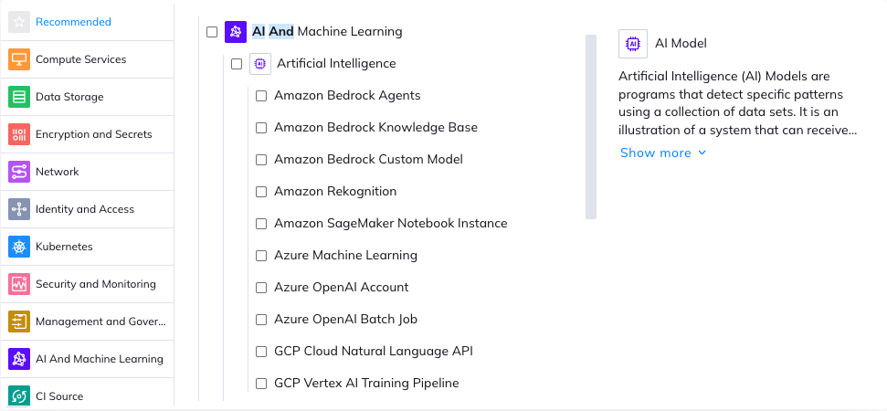 A screenshot of the Orca platform identifying new cloud managed AI services