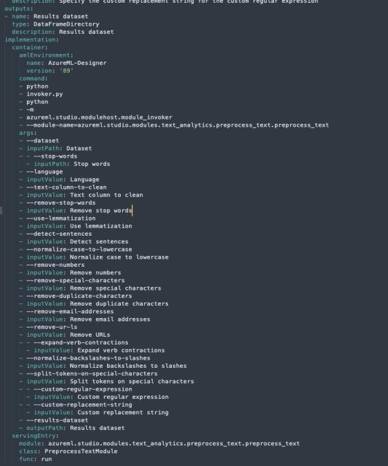 A screenshot of the original yaml configuration