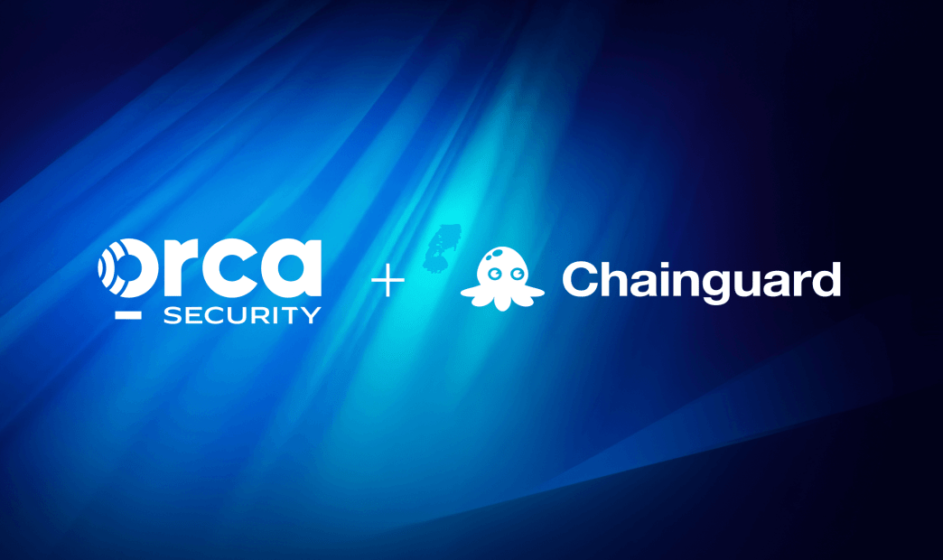An image with the Orca Security and Chainguard logos together in partnership
