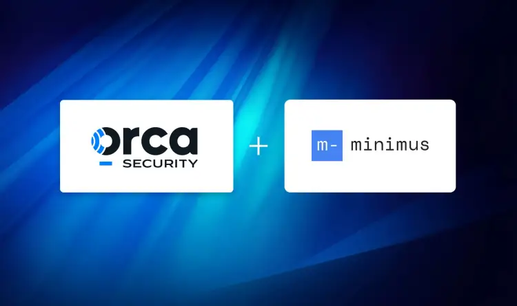 A stylized graphic of the Orca Security and Minimus logos together