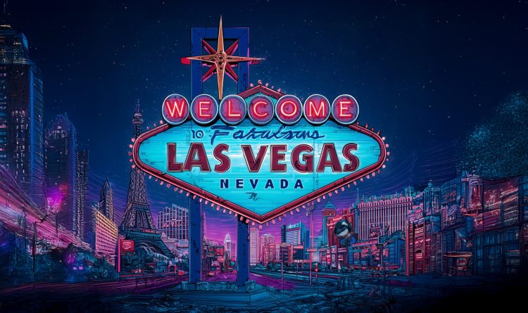 A stylized graphic of the Welcome to Las Vegas sign