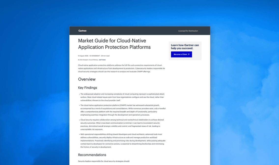 2025 Gartner® Market Guide for Cloud-Native Application Protection Platforms (CNAPP)