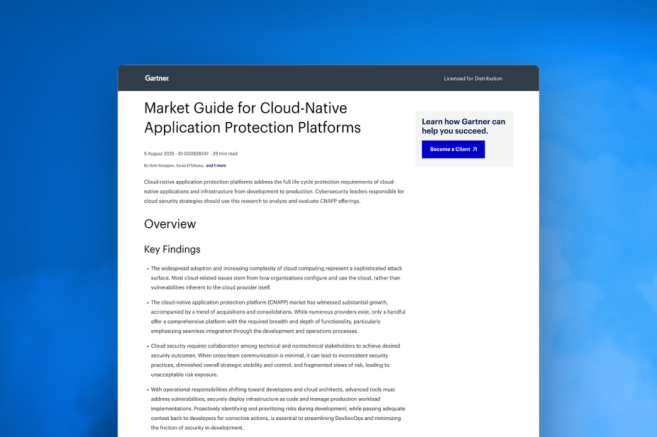 2025 Gartner® Market Guide for Cloud-Native Application Protection Platforms (CNAPP)