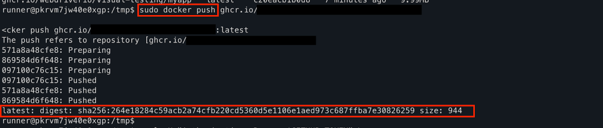A screenshot showing how to push to organization-level GitHub packages via an exploited GitHub Actions runner