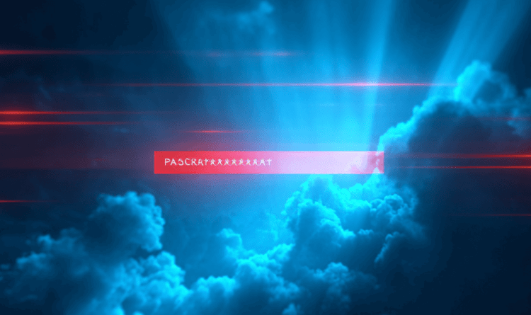 A stylized graphic of a password field hidden inside a dark cloud background