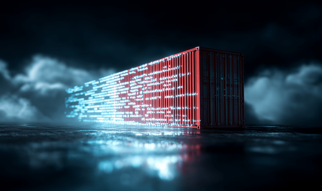 Image of a red container with clouds