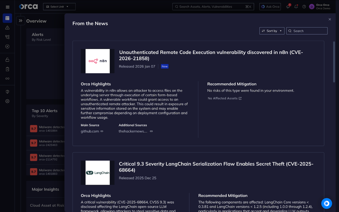A screenshot from the “From the News” feed in the Orca Platform
