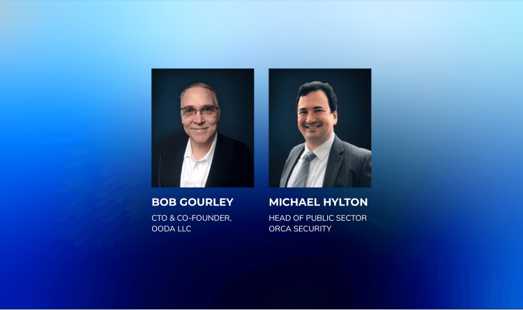 A photo of speakers Bob Gourley, CTO and Co-Founder, OODA and Michael Hylton, Head of Public Sector, Orca Security
