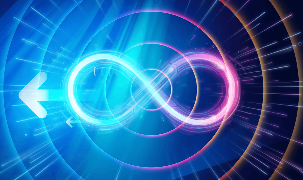 A stylized graphic of the infinity, shift left symbol