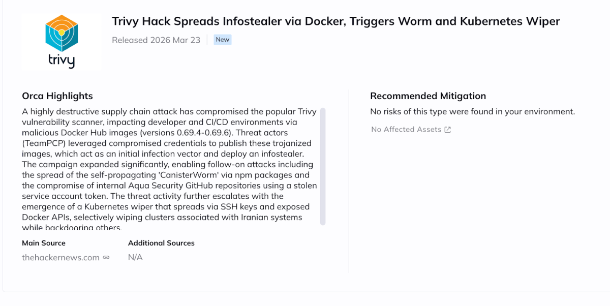 A screenshot of the Orca Platform providing up-to-date news on this vulnerability