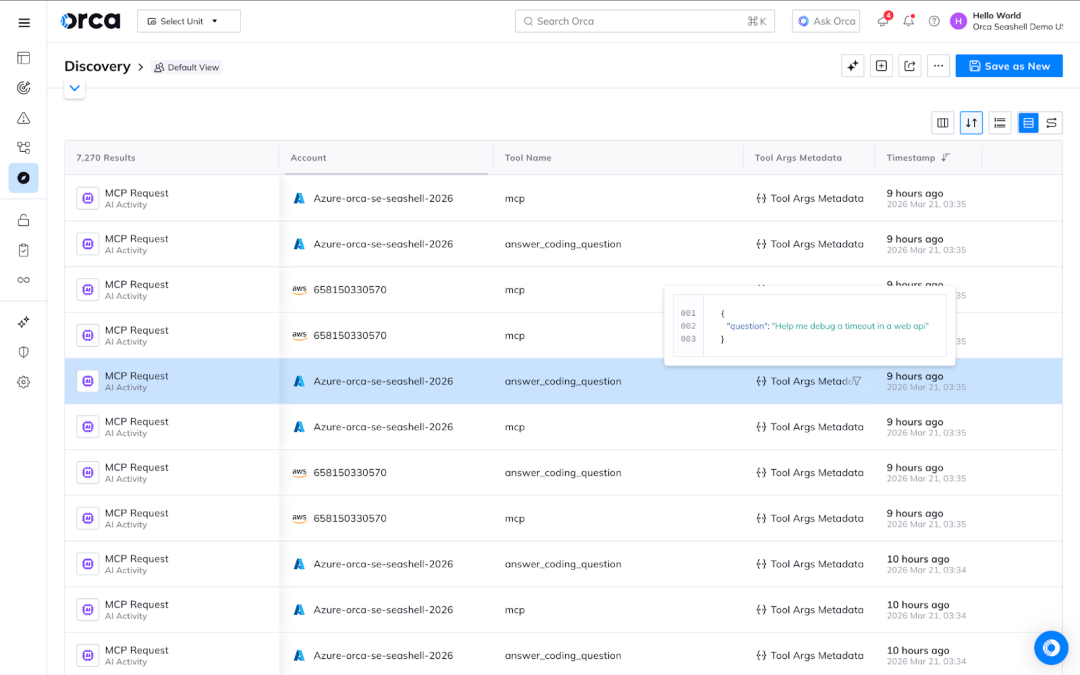 A screenshot of how MCP servers are used with Orca Sensor