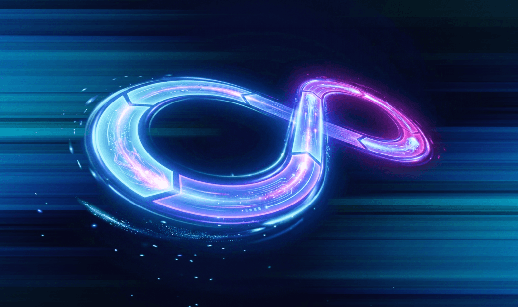 A stylized graphic of an infinity symbol representing the Application Security workflow with Orca Security