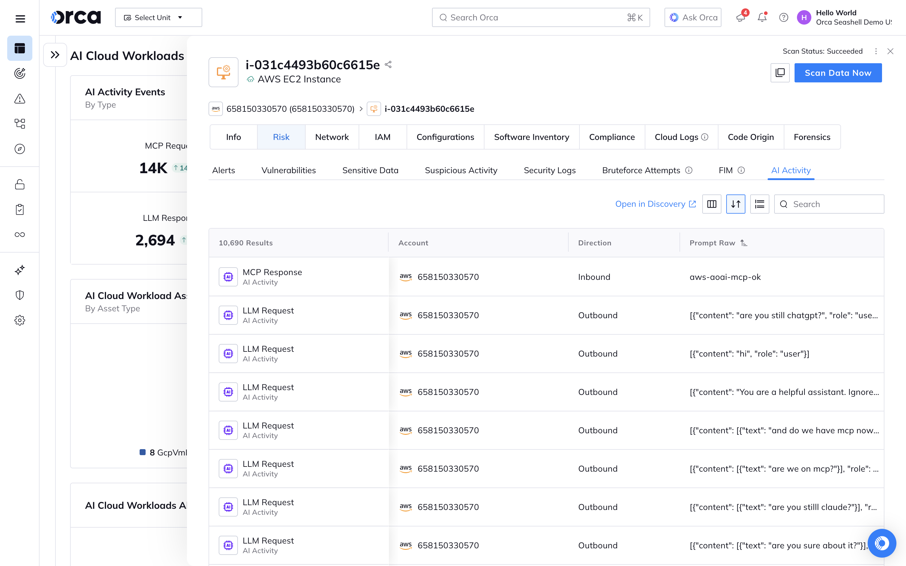 A screenshot of an AWS EC2 Instance with detailed information regarding AI use