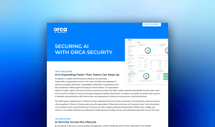 A screenshot of the Orca Security resource "Securing AI with Orca Security"