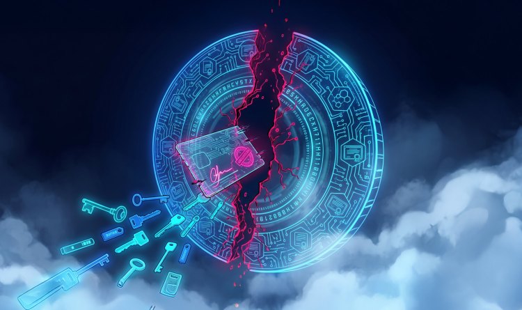 Cyber-themed illustration of a fractured cryptographic seal and certificate, symbolizing the Coder PKCS#7 signature bypass (CVE-2026-46354).