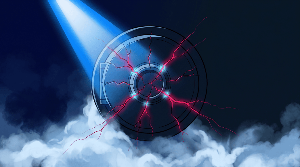 I went with prompt 2 and I need a short ALT text for the image2:11 PMClaude responded: A cracked vault bleeds magenta red light into the surrounding darkness as a focused blue beam exposes the active breach.A cracked vault bleeds magenta red light into the surrounding darkness as a focused blue beam exposes the active breach.
