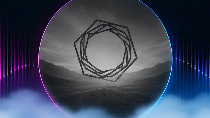 Digital abstract graphic of a glowing neon portal over a wireframe landscape for a guide on top Tenable alternatives in vulnerability management