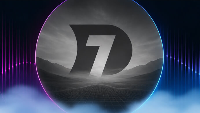 Digital abstract graphic featuring a glowing number seven inside a neon ring portal for a blog post on Rapid7 alternatives in cloud security.
