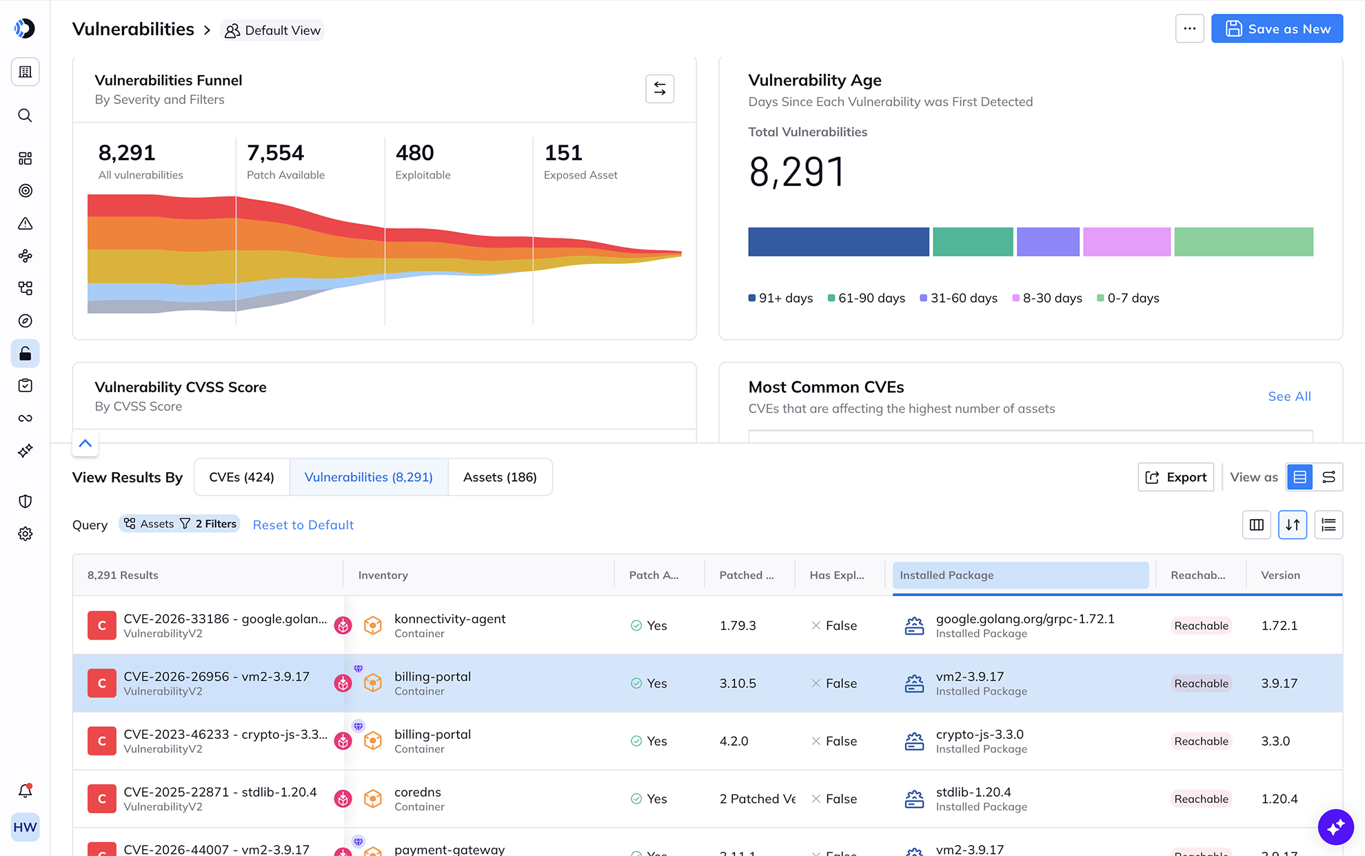 A screenshot of the Vulnerabilities dashboard within the Orca Platform