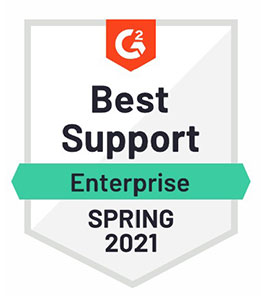 G2: Best Support - Enterprise for Spring 2021 Award
